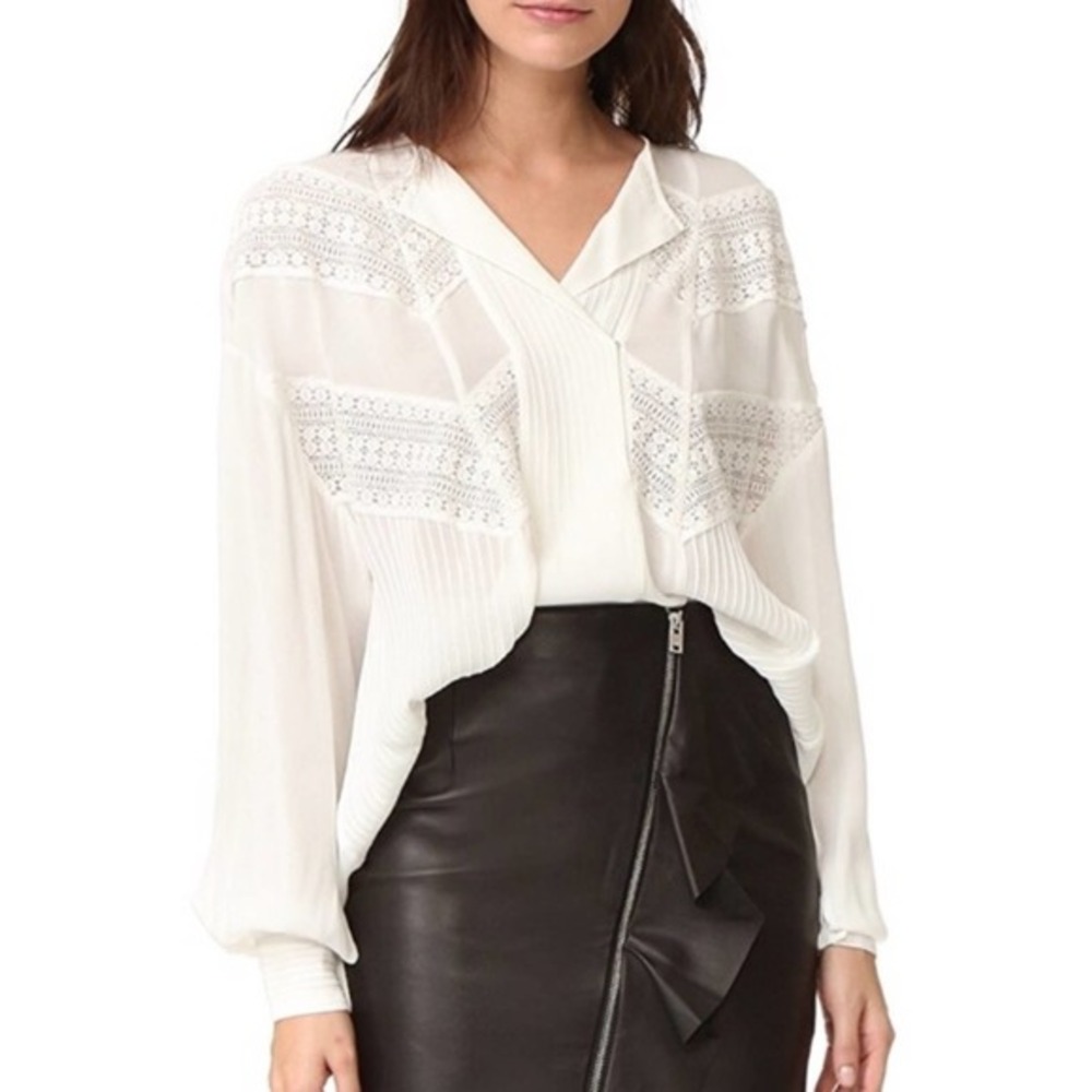 IRO Paris Blouse with Lace Detail in Cream (42)